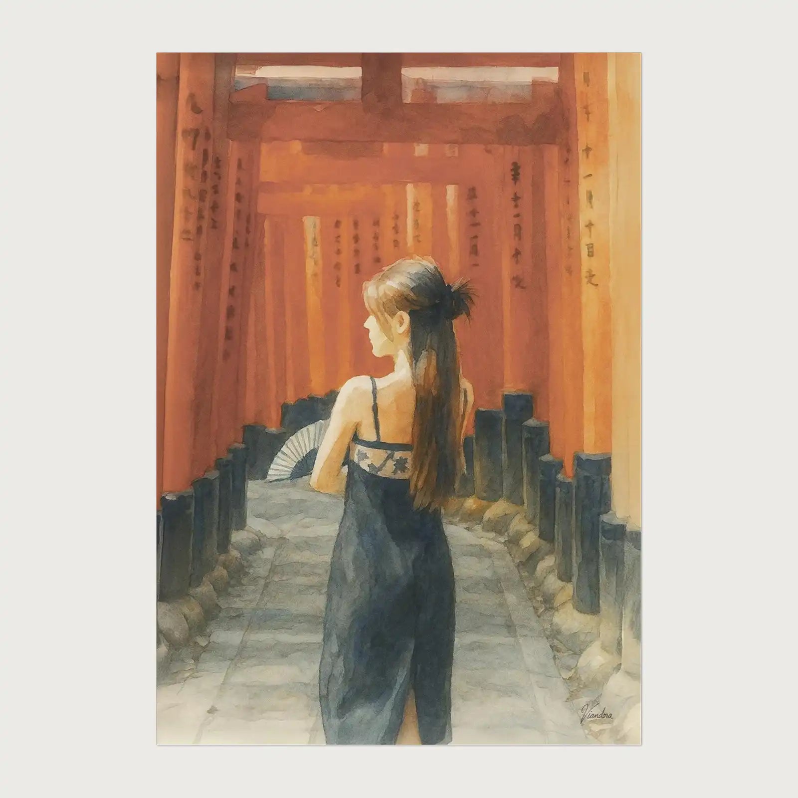 viandora-fushimi-inari-acquerello-poster-1x1