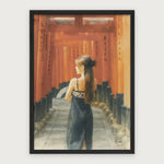 viandora-fushimi-inari-acquerello-poster-con-cornice-nero-1x1