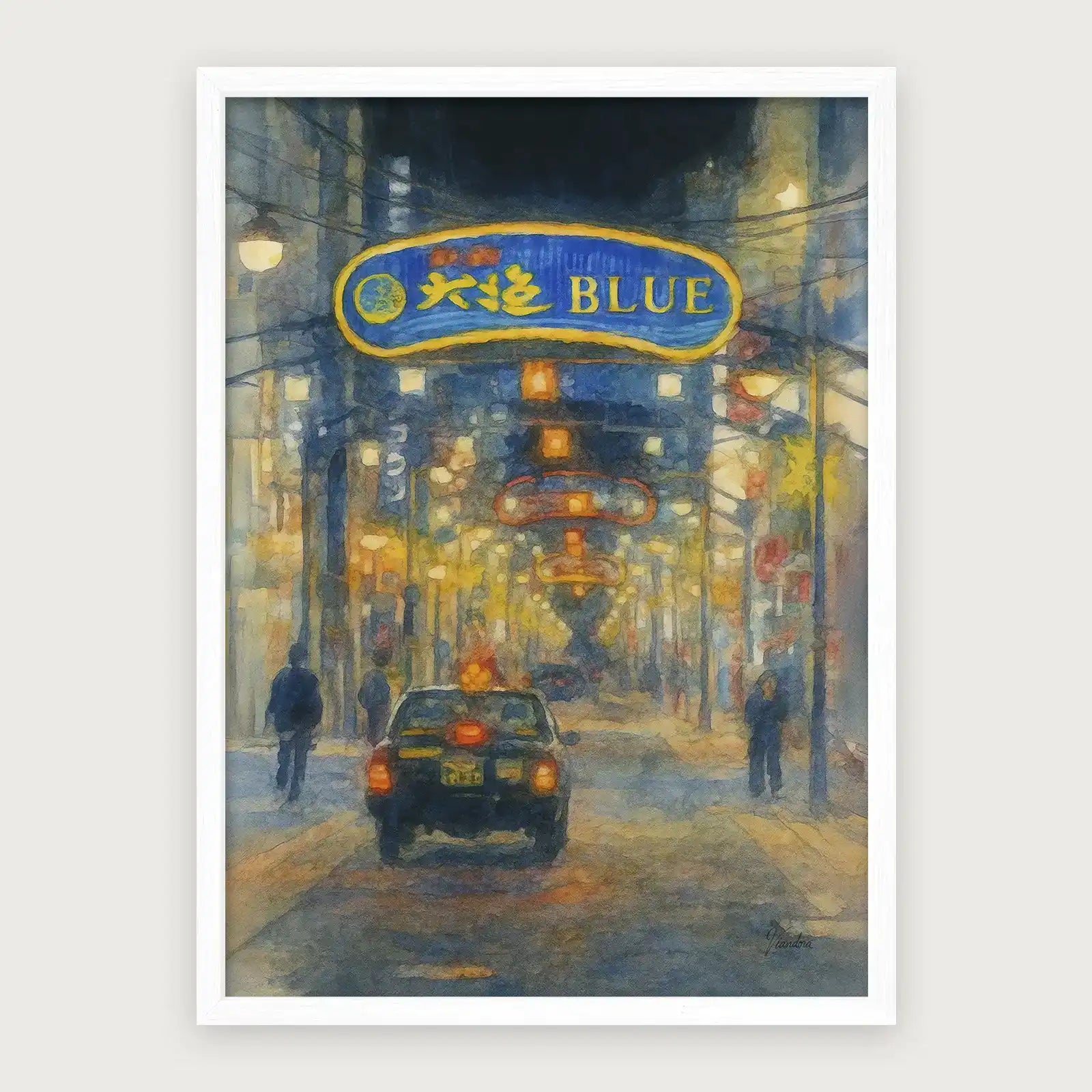 viandora-midnight-hiroshima-acquerello-poster-con-cornice-bianco-1x1
