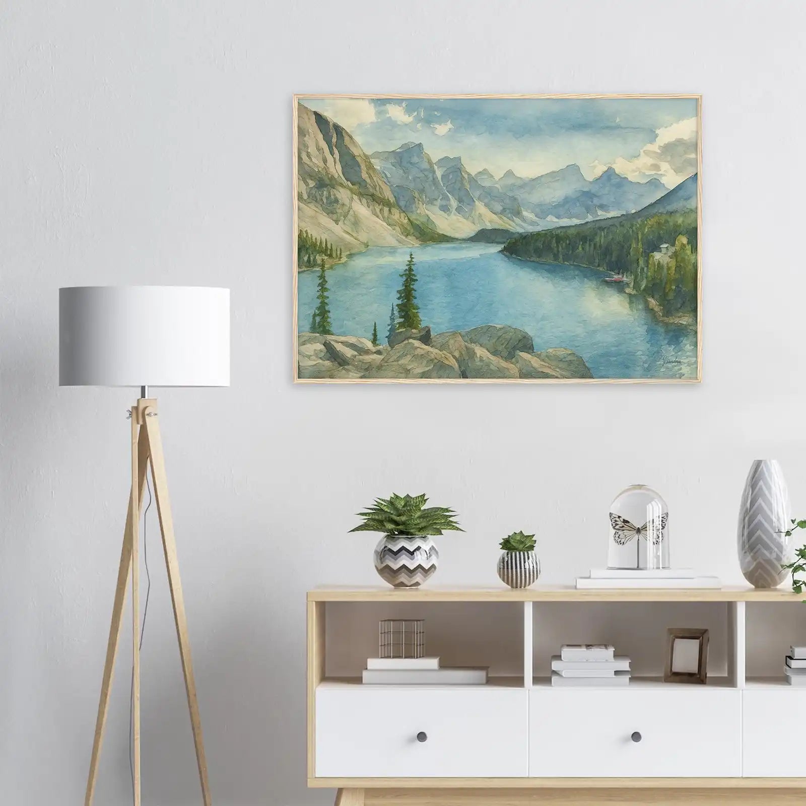 viandora-moraine-lake-acquerello-poster-con-cornice-ambiente-a-1x1