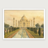 viandora-taj-mahal-acquerello-poster-con-cornice-bianco-1x1