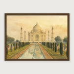 viandora-taj-mahal-acquerello-poster-con-cornice-legno-scuro-1x1