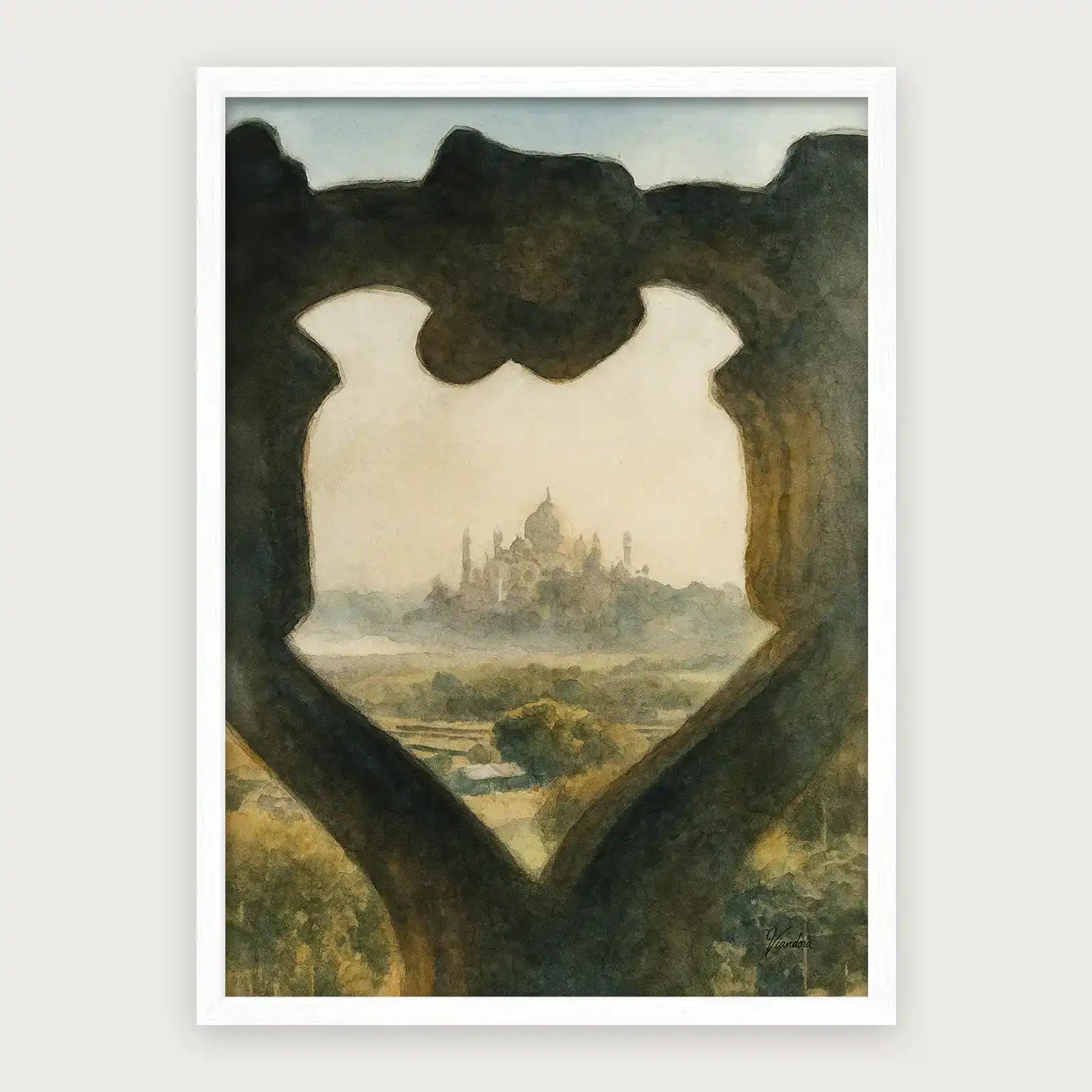 viandora-taj-mahal-beyond-acquerello-poster-con-cornice-bianco-1x1