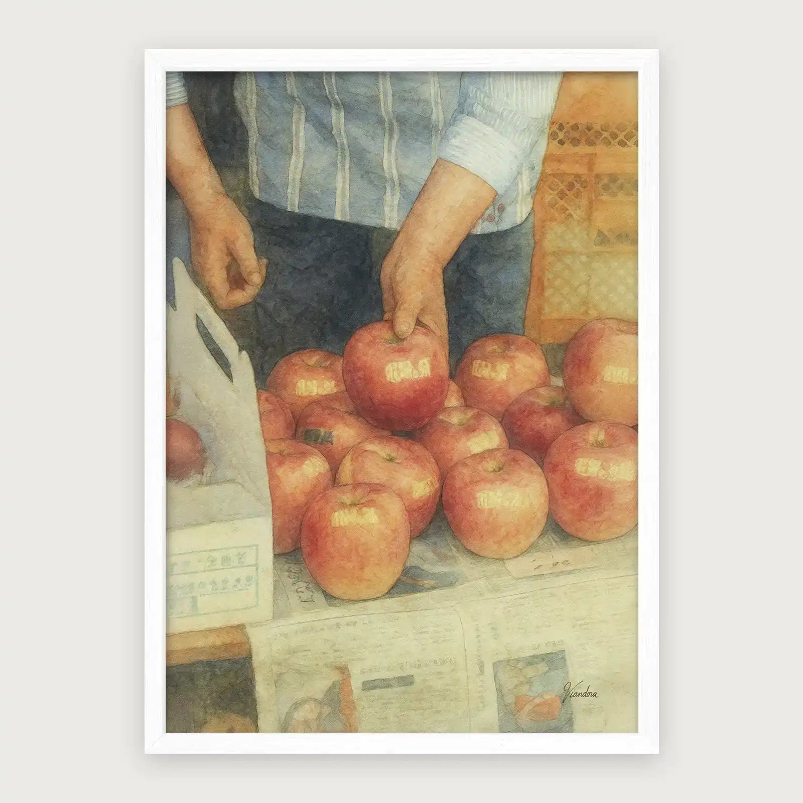 viandora-takayama-market-acquerello-poster-con-cornice-bianco-1x1