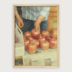 viandora-takayama-market-acquerello-poster-con-cornice-legno-chiaro-1x1