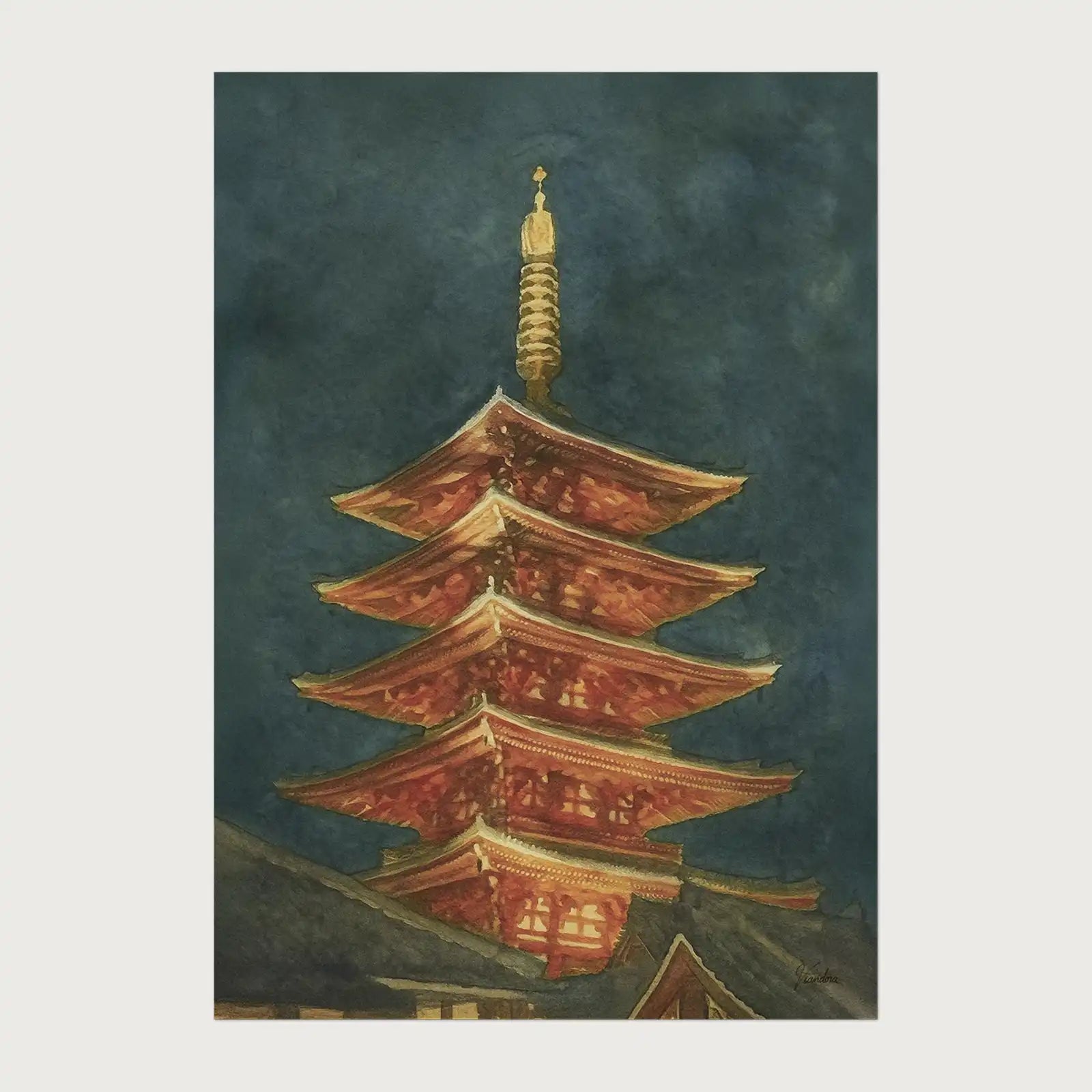 viandora-tokyo-senso-ji-acquerello-poster-1x1