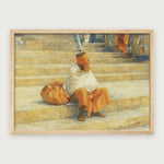 viandora-varanasi-sadhu-poster-con-cornice-legno-chiaro-1x1